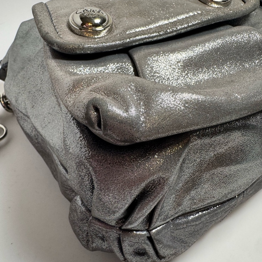 SOLD Coach Poppy Silver Metallic Double Pocket Satchel/Shoulder Bag #14561 – Y2K - Picture 9 of 14